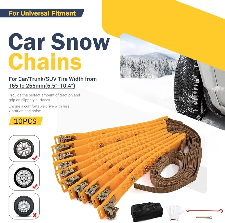 Universal 10pcs Car Snow Chains TPU Wheel Security Chains Adjustable