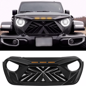 Seven Sparta Front Grill with 3 Amber LED Lights Compatible with 2018-2023 Jeep