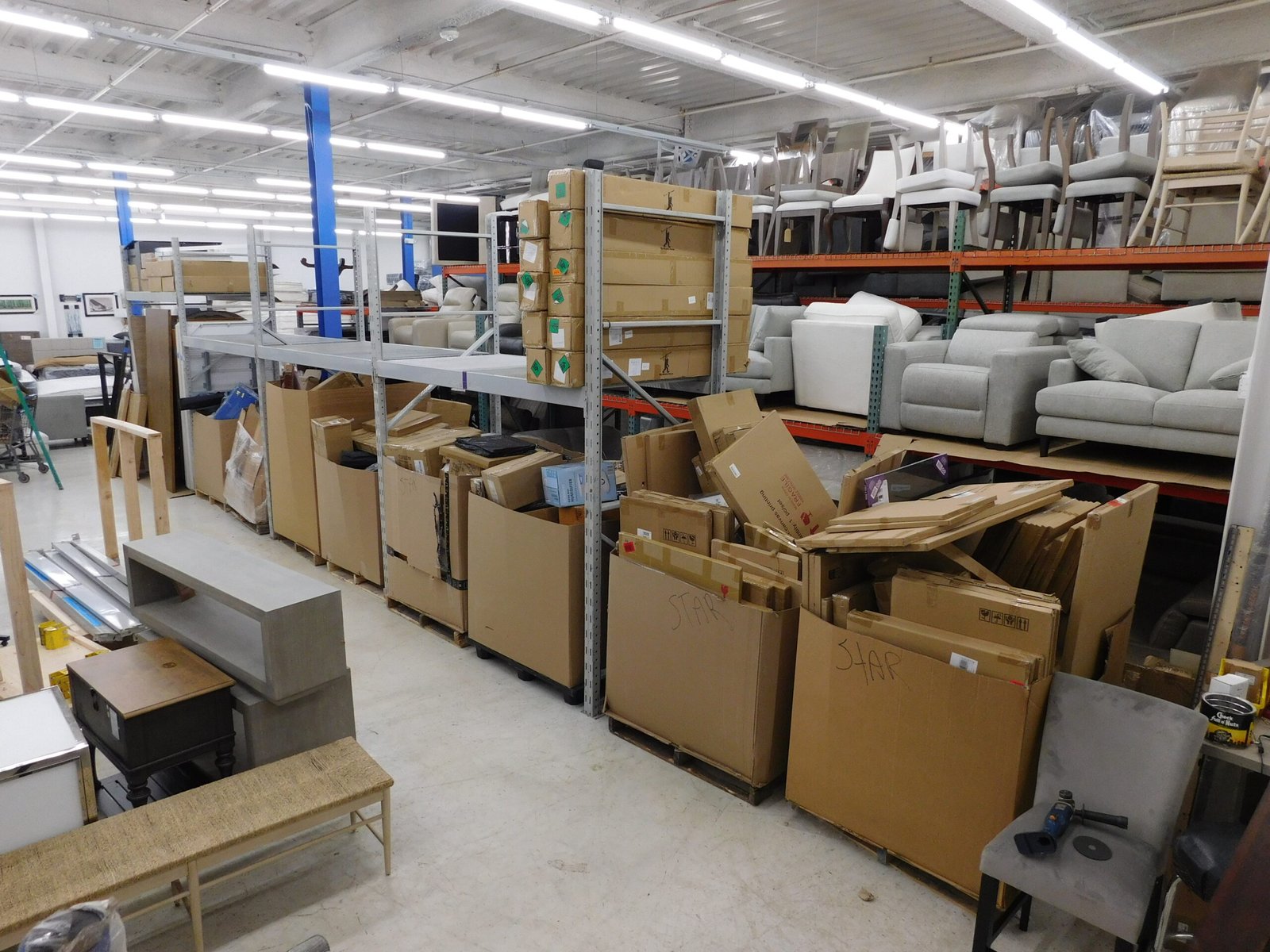Pallets of retails returns and furniture that can be found in our online auctions