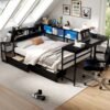 Full Size Corner Bed Frame with Bookcase, LED & Charging Station, Black dspic 10629dca 68fd 4809 b031 3306afe75739.jpg
