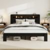 King Wood Platform Bed Frame with LED Storage Headboard & USB, Dark Black dspic 2104962c 2fc8 49e1 8fdf e5d1cdadb72f.jpg