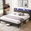 King Upholstered Bed Frame with LED Storage Headboard & USB, Dark Gray dspic 296098df 3625 47ec aa2f 187ae1e246f8.jpg