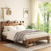 King Wood Platform Bed Frame with LED Storage Headboard & USB, Dark Brown dspic 3e842d2c 7c32 4781 8fc0 7a5ea84b04ae.jpg
