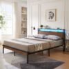 King Size Metal Platform Bed Frame with LED Headboard & USB, Black dspic 752e642a 43e1 40f2 ac6e 04f846bc3a0a.jpg