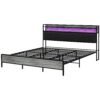 King Bed Frame with Storage Upholstered Headboard, King Size Bed Frame with LED Lights, Charging Station, Cement Gray dspic 93a23b97 f158 4ab0 bad6 c2aa56502dcb.jpg
