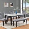 6-Piece Dining Set with Faux Marble Table, 4 Chairs & Bench, Black & White dspic b7ea318f bac5 461e 95de 5d6924bf5c91.jpg