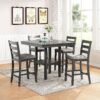 5-Piece Counter Height Dining Set with Storage Shelf and Ladder Back Chairs, Gray dspic eb4257b5 ebf4 4675 be19 aa1074f865ac.jpg