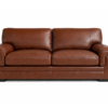 Brown Leather Loveseat with Plush Cushions & Rolled Arms genuine leather sofa front.png